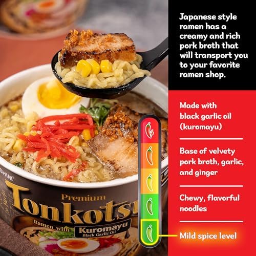 Nongshim Tonkotsu Ramen with Kuromayu Noodle Big Bowl, 3.56 Ounce (Pack Of 6)