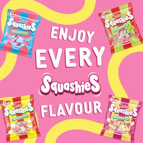 Swizzels Drumstick Squashies Rhubarb & Custard Flavour 120g (Pack of 3)