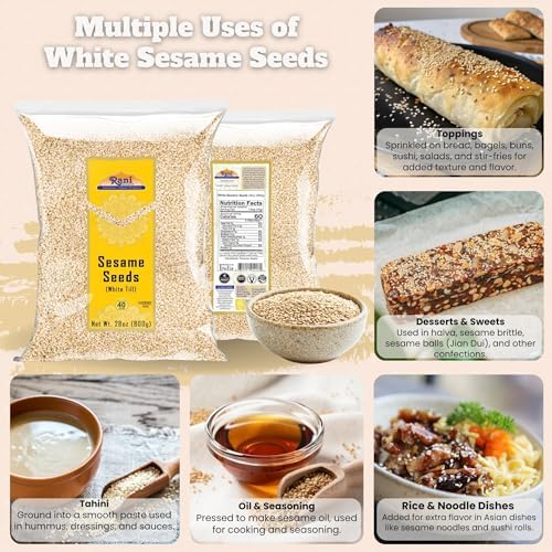 Rani Sesame Seeds Whole White, Hulled (Till) 28oz (800gm) ~ All Natural | Gluten Friendly | NON-GMO | Vegan | Indian Origin
