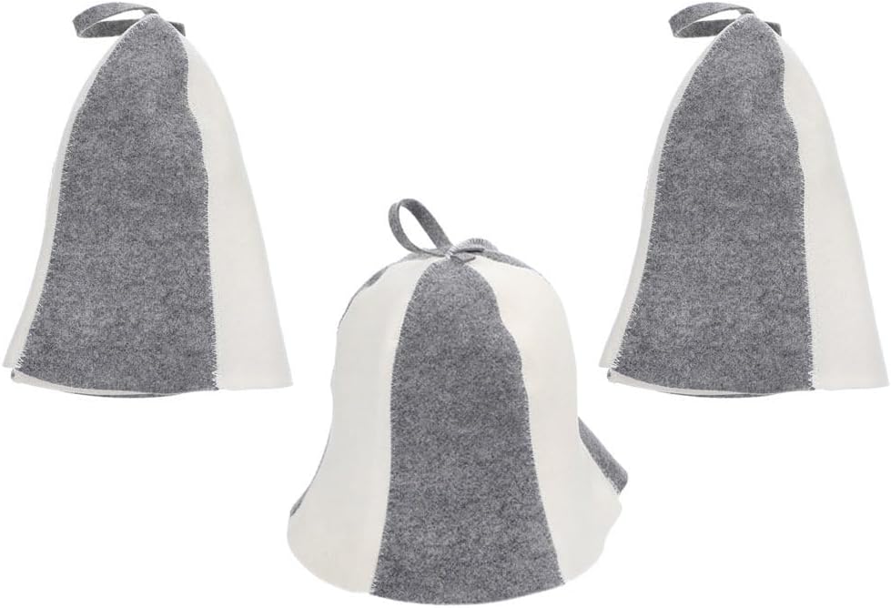 POPETPOP Felt Sauna Hats 3 Pack Thick Insulating Protective Bath Caps with Hanging Loop Comfortable Breathable Sauna Hair Protector for Men and Women Spa Shower