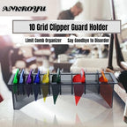 10 Grid Clipper Guard Holder Organizer, Holder for Clipper Guards, Clipper Case, Electric Hair Clipper Limit Comb Organizer Guide Comb Storage Case, Shaving Hair Removal Products Organizer