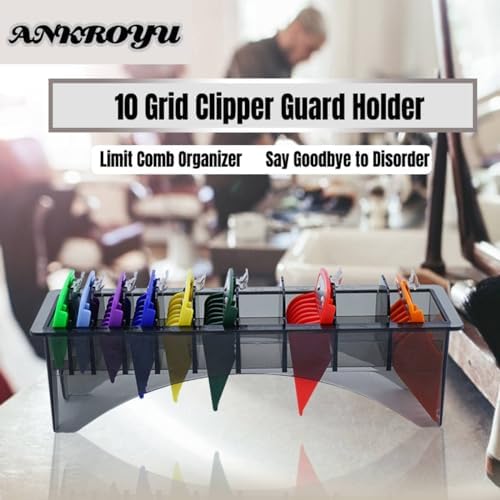 10 Grid Clipper Guard Holder Organizer, Holder for Clipper Guards, Clipper Case, Electric Hair Clipper Limit Comb Organizer Guide Comb Storage Case, Shaving Hair Removal Products Organizer
