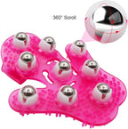 Roller Ball Body Massage Glove Anti-Cellulite Muscle Pain Relief Relax Massager for Neck Back Shoulder Buttocks Face Lift Tools (Purple)