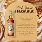 Monin - Organic Hazelnut Syrup, Nutty Taste of Caramelized Hazelnut, Natural Flavors, Great for Mochas, Lattes, Smoothies, Shakes, and Cocktails, Non-GMO, Gluten-Free (750 ml)
