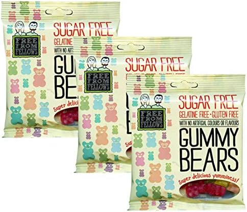 3 x Free From Fellows Sugar Free Gummy Bears Sweets 3.5oz