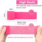 Self Adherent Cohesive Bandage 2"x5 Yards First Aid Bandages Stretch Sport Athletic Wrap Vet Tape for Wrist Ankle Sprain and Swelling,Hot Pink(6 Rolls)