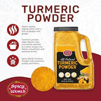 Spicy World Turmeric Powder 5 LB Jar – Gluten Free, Bulk Turmeric with Curcumin, Ground Haldi Spice for Cooking, Pure Curcuma Longa, Non-GMO
