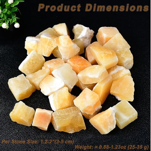 Erliway 1.25-2" Yellow Calcite Raw Stone and Healing Crystals, Natural Rough Stone for Tumbling, Cabbing, Fountain Rocks, Decoration, Raw Crystal and Healing Stones for Polishing, Wicca & Reiki