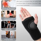 1 Pair Wrist Brace for Carpal Tunnel with Metal Bar, Men Women Hand Wrist Support Brace, Adjustable Night Wrist Splints Guards for Endonitis Sprain Arthritis Relief (Black, Right & Left) (A)