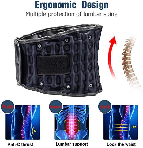 HONGJING Decompression Belt Inflatable Lumbar Support for Lower Back Pain Relief - Inflated Back Reliever with Hand Pump, One Size Fits 29-49 Waist