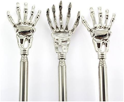 4 Pieces Skull Palm Telescopic Back Scratcher Hand Massager backslap with Rubber Handles(Random Color) (4 Pcs)