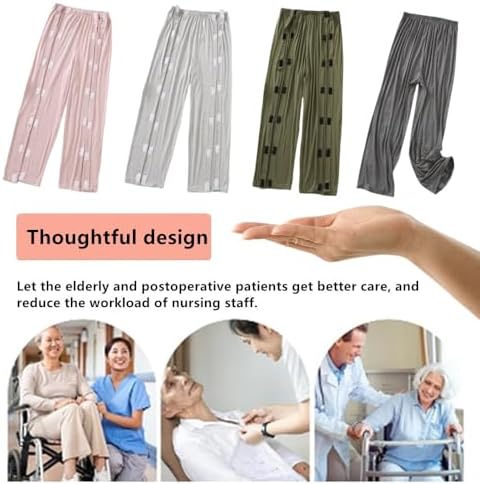 Full Open Patients Care Trousers,Unisex Fracture Pants,Bedridden Patient Clothing,Disability Clothes,Suit for Fracture,Disable,Elderly(Woman,Bean Paste Color,M)