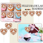 Weysat 30 Pcs Mother's Day Cake Toppers Feliz Día De Las Madres Flower Bouquet Topper Cupcake Picks Mexican Happy Mothers Day Cake Decorations Fiesta Party Supplies for Mama Birthday