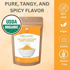 SPICY ORGANIC Ground Yellow Mustard Seeds Powder-8 Oz. – Certified USDA Organic - The Perfect Pickling Spice for Cooking with Authentic Flavor – Fresh, Non -Gmo, and Vibrantly Yellow