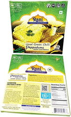Rani Pappadums (Indian Lentil Wafer Snack) Green Chilli Papad 7oz (200g) Approximately 15pc, 7 inches, Pack of 2 ~ All Natural | Gluten Friendly | NON-GMO | Vegan | Indian Origin