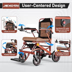 Electric Wheelchairs for Adults Foldable Lightweight at Only 35lbs, 500W Dual Motors Motorized Wheelchairs for Seniors, All Terrain Travel Powered Wheel Chairs, Support 250 lbs, Brown