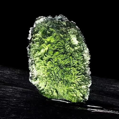 Moldavite Crystal Necklace,Raw Czech Meteorite Stone Certified Healing Crystal Pendant,Green,Irregualr Shape