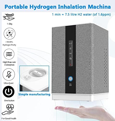 AquaGreen Hydrogen Water Inhalation Machine, 99.99% High Purity H2 Hydrogen Inhaler with 5 Nasal Cannula, Hydrogen-Rich Water Generator, 150ml/min SPE/PEM Ionizer for Home Car Travel (Cream)
