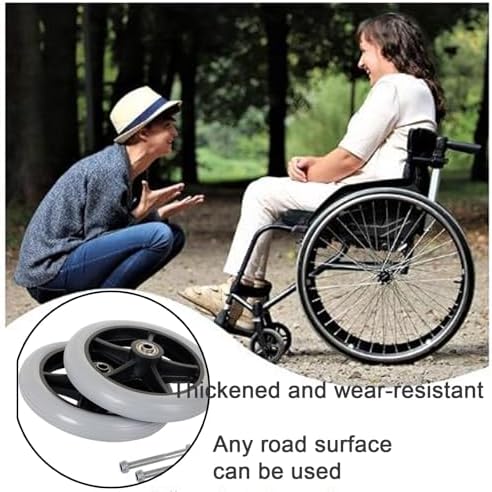 WORDFUN 6" 7" 8" Front Wheelchair Wheel, Wheel Replacement Parts for Wheelchairs, Solid Tires Front Wheel, 2pcs Wheelchair Front Castor Wheels, for Handicapped