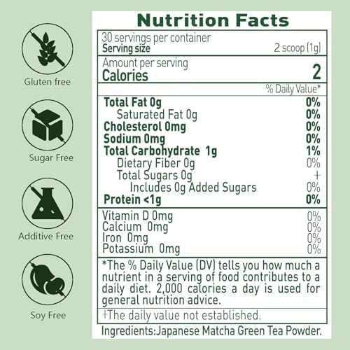 Ceremonial Grade Matcha Powder, Premium First Harvest Green Tea Powder – 100% Pure Matcha Tea, Vegan, Gluten-Free, Sugar-Free with No Additives (30g/1.06oz)