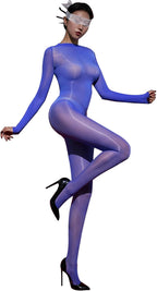 Women's Body Stockings 8D Oil Shiny Bodystocking Five-Finger Gloves Full Body Stocking