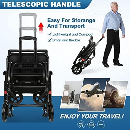 World's Lightest (Only 15lbs) Transport Wheelchairs with Telescopic Handle, Folding Transport Wheelchairs for Adults and Seniors Support 220lbs