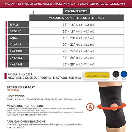 OTC Knee Support, Encircling Stabilizer Pad, Neoprene, Black, X-Large