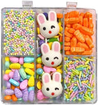 Sentovac Easter Sprinkles Pastel Nonpareils Jimmies Bunny Carrot Egg Mix Edible Sprinkle for Cake Decorating Candy Cookie Baking Decorations Spring Easter Supplies