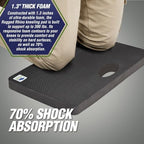 RUGGED RHINO Heavy Duty Patent Pending Kneeling Pad, Shock Absorbent Thick Knee Pads, Holds Up to 300 lbs, Protect Knees from Hard Concrete Surfaces, For Mechanics, Yard Gardening, Gym, Onyx Black