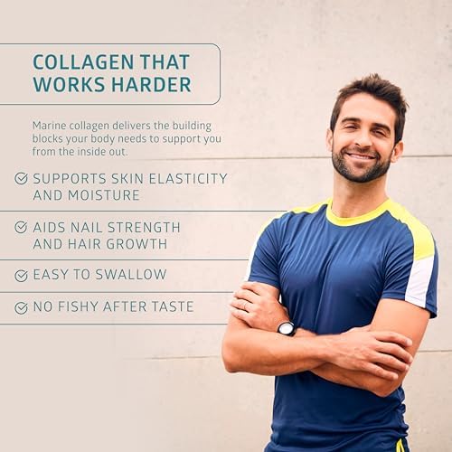 Hydrolyzed Marine Collagen with Hyaluronic Acid, Vitamin C, Theaflavin and Copper, Collagen Supplement for Women and Men for Radiant Skin, Hair & Nails, Gluten Free and Non-GMO, 120 Veg Caps