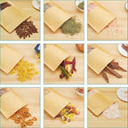 50PCS Kraft Paper Stand Up Pouch Bags Reusable Sealing Food Pouches with Transparent Window and Tear Notch Stand Up Gift Dried Food Fruit Tea Self Sealing Pouches (Brown）