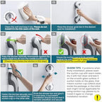 TAILI Shower Grab Bar, 2 Pack 12 Inch Suction Grab Bars for Bathtubs and Showers for Elderly, Shower Handle for Seniors Bathroom Safety Grip, No Drilling Removable,Grey