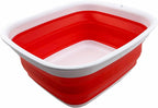 SAMMART 7.7L (2 Gallon) Collapsible Tub - Foldable Dish Tub - Portable Washing Basin - Space Saving Plastic Washtub (White/Coral Pink, S)