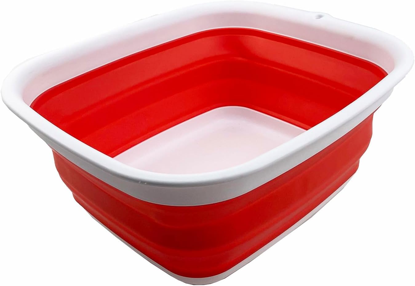 SAMMART 7.7L (2 Gallon) Collapsible Tub - Foldable Dish Tub - Portable Washing Basin - Space Saving Plastic Washtub (White/Coral Pink, S)