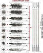 50 in Pipe Cleaning Brush Set with Stainless Steel Bristles, Wire Brush with 4pcs Stainless Steel Spring Flexible Rods, Stainless Steel Pipe Brush 8pcs for Auto Parts, Bottles, Tubes.