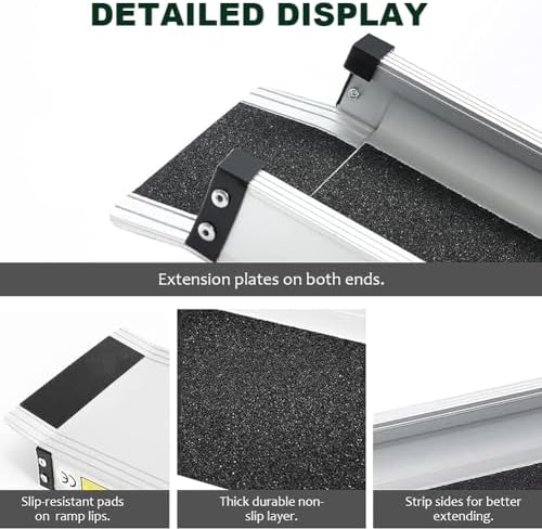 Heavy Duty Non-Slip Aluminum Telescopic Ramp (2 Pieces), Disability Wheelchair Mobility Portable Ramp, Suitable for Manual Wheelchairs, Heavy-Duty Scooters, Electric Wheelchairs,2ft