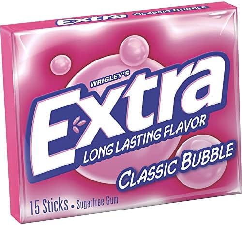 Extra Sugar Free Gum, Classic Bubble, 15 Stick Slim Packs (Pack of 20)