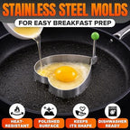 5 Pcs Pancake Molds for Griddle – Stainless Steel Heart Shaped Pancake Mold Set with Ring, Star, Cloud & Mouse Fun Shapes – Fried Egg Molds for Omelettes, Cookie Cutting & Easter Breakfast Preparation