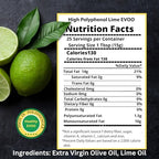 M.G. PAPPAS High Polyphenol Rich Lime Infused Olive Oil Extra Virgin - Over 500mg/kg - Unfiltered Cold Pressed Greek EVOO - Award Winning - Cooking Lime Oil – 12.7 Oz 375ml