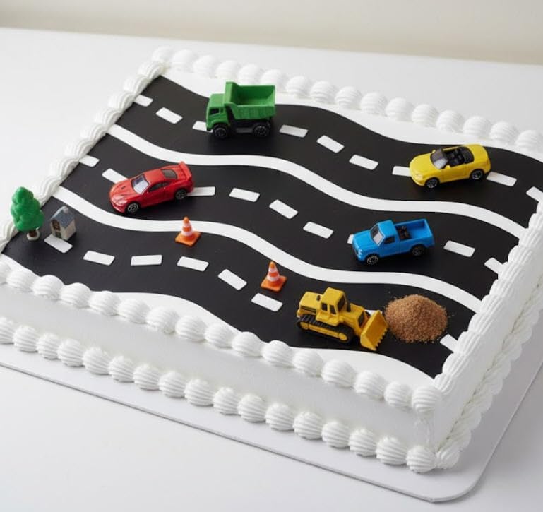 Edible Race Tracks Paved Roadway Scenic Themed Stick On/Lay On Cake Border Decoration Toppers