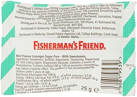 Fisherman's Friend Sugar Free Mint Flavour Lozenges 25G (Pack of 24)