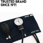 MDF Instruments, Calibra Aneroid Premium Professional Sphygmomanometer, Blood Pressure Monitor with Adult Cuff & Carrying Case, Lifetime Calibration, White Dial, Navy Blue Cuff, MDF808M04