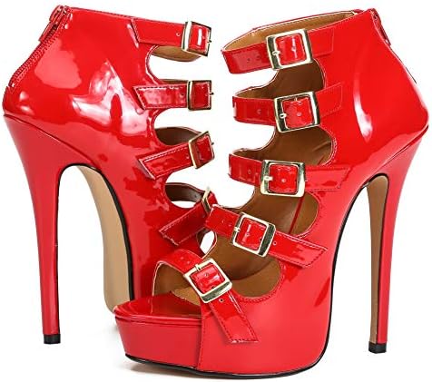 MAIERNISI JESSI Unisex Men's Women's Gladiator Platform Sandals, Buckle Parallel Straps, Stiletto High Heel, 6.3 Inch Heel Summer Ankle Boots