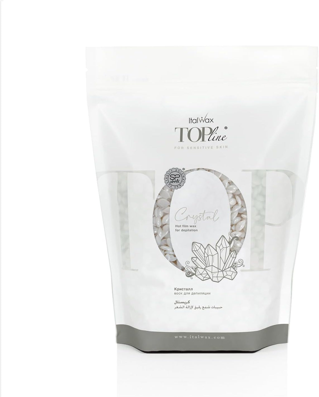 Italwax Top Line Crystal Hard Wax Beads 1.65 lb (750 g) – Ultra-Delicate Unscented Wax with No Colorants, Semi-Creamy Texture for Facial Areas, Professional Use – Made in Italy