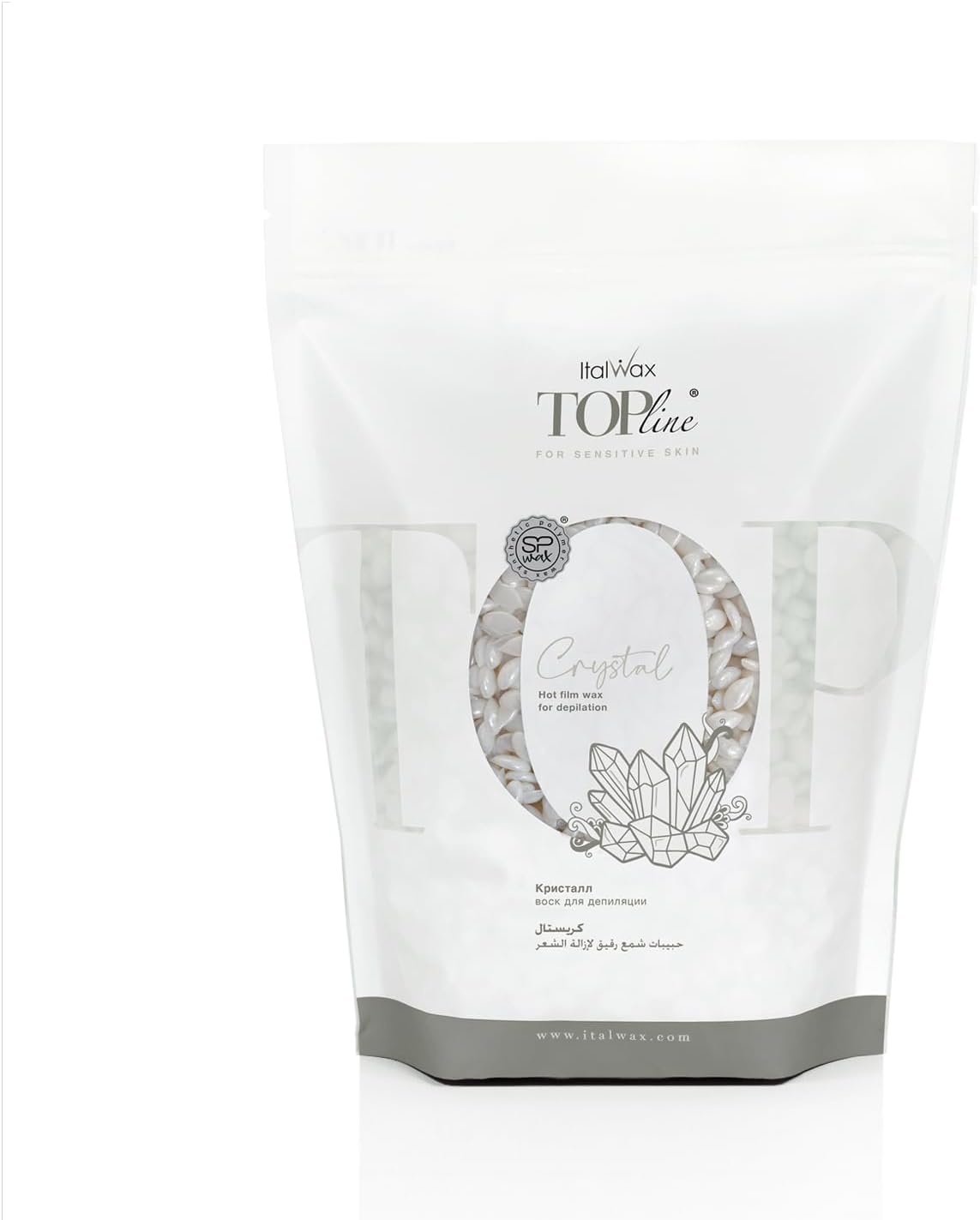 Italwax Top Line Crystal Hard Wax Beads 1.65 lb (750 g) – Ultra-Delicate Unscented Wax with No Colorants, Semi-Creamy Texture for Facial Areas, Professional Use – Made in Italy