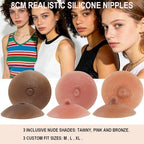 8cm Reusable Silicone Nipple Covers, Realistic Stick‑on Adhesive Nipple Pads Invisible Nipple Protectors