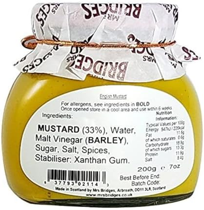 Mrs Bridges Traditional English Mustard, Made in Scotland, 7oz Jar (Pack of 2)