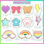 6 Pcs Chenille Patches Cute Self Adhesive Heart Patches for for Bags Clothes Dress Jeans Hats Laptop Phone Case Fridge DIY Accessories (Pretty Hearts)