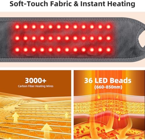 Cordless Wrist Heating Pad for Pain Relief, Wrist Massager for Carpal Tunnel, Heated Wrist Wrap Brace for Arthritis, Red Light Therapy Wrist Brace with 3000mAh Rechargeable, Gray