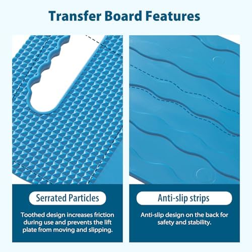 Transfer Board with Slide Sheet, FSA Eligible, Slide Assist Device for Transferring or Seniors from Wheelchair to Bed, Toilet, Tub, Car (Transfer Board + Slide Sheet（28"x28"）)